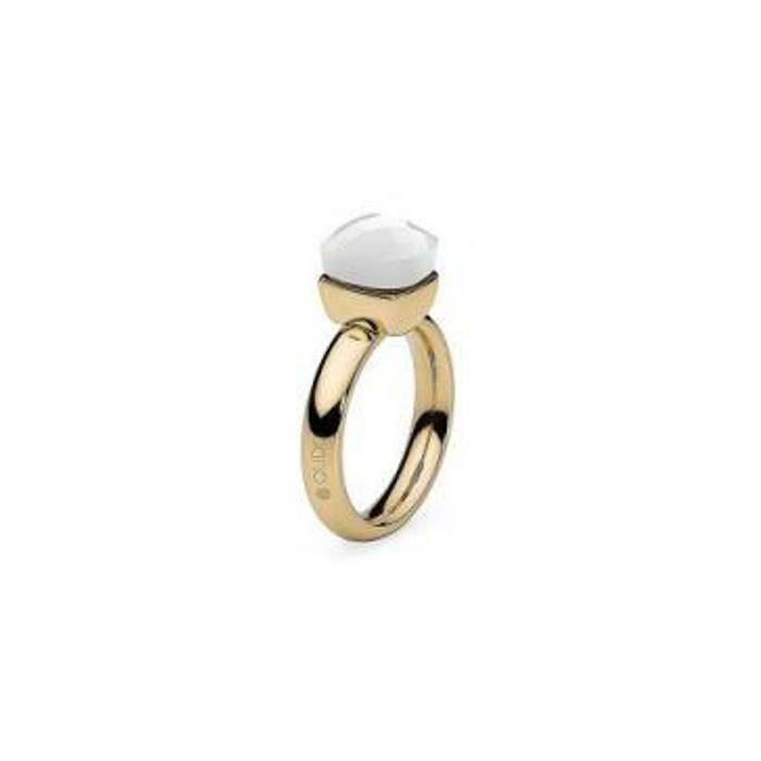 Bague QUDO Firenze en métal doré et pierre de couleur white, taille 58