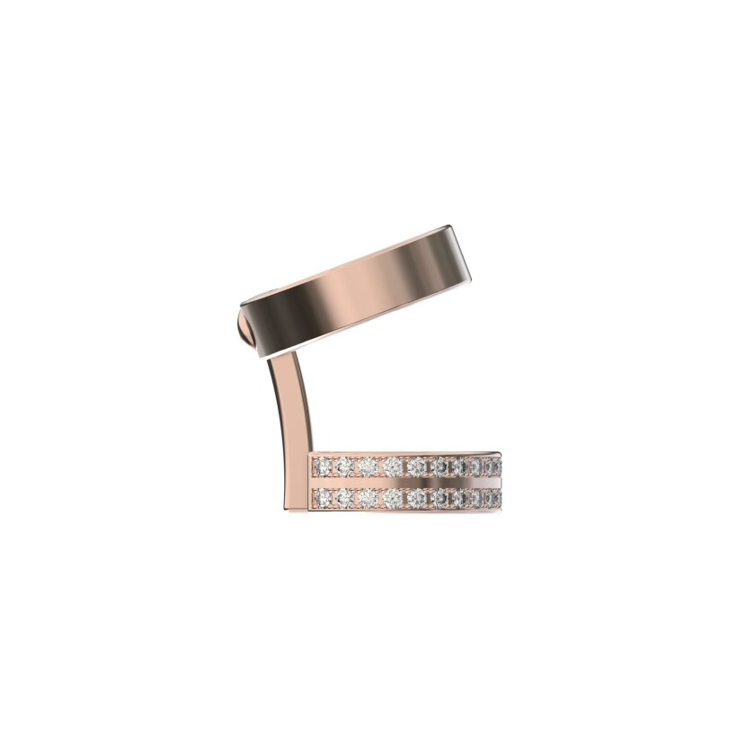 Clip d'oreille Frojo double anneaux en or rose et diamants