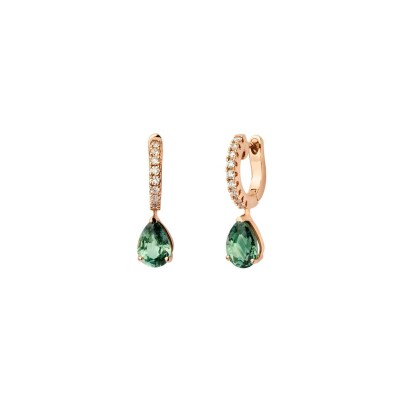 Boucles d’oreilles avec saphirs verts 1,85 ct et 0,20 ct de diamants GSI