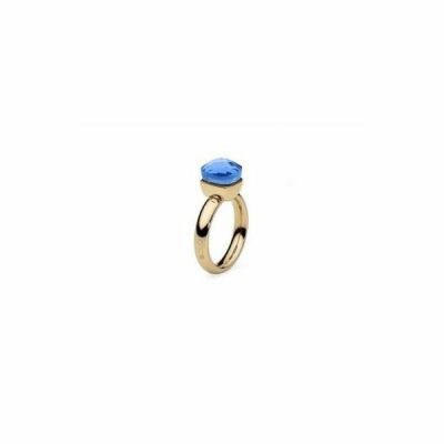Bague QUDO Firenze en métal doré et pierre de couleur sapphire, taille 58