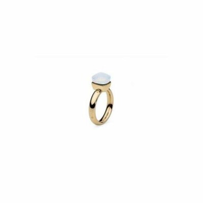 Bague QUDO Firenze en métal doré et pierre de couleur white delite, taille 54