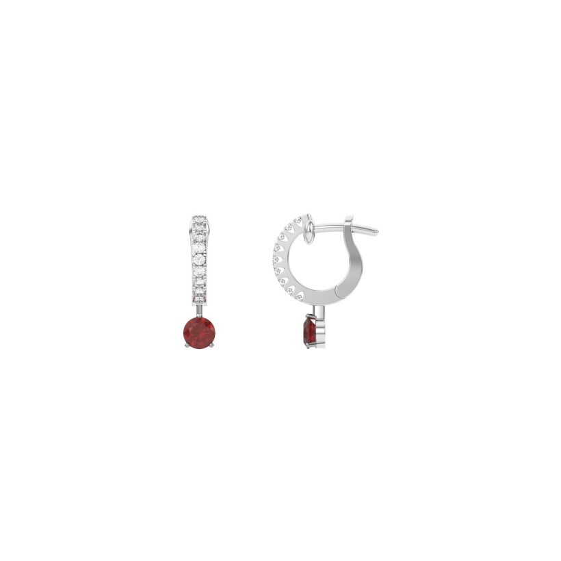 Boucles d'oreilles Infini en or blanc, rubis et diamants