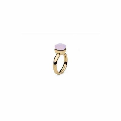 Bague QUDO Firenze en métal doré et pierre de couleur rose water opal, taille 58