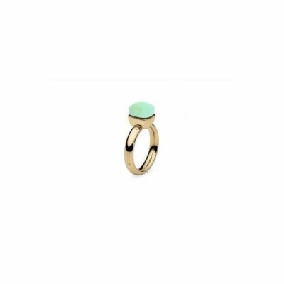 Bague QUDO Firenze en métal doré et pierre de couleur chrysolite delite, taille 56