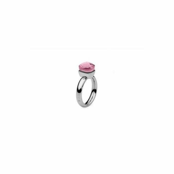 Bague QUDO Firenze en métal doré rose et pierre de couleur cherryflower, taille 54