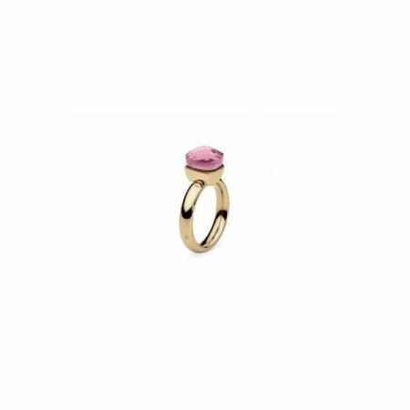 Bague QUDO Firenze en acier et pierre de couleur cherryflower, taille 56