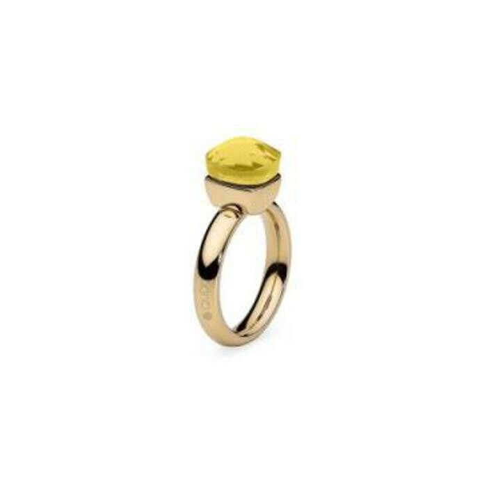 Bague QUDO Firenze en métal doré et pierre de couleur citrine, taille 52