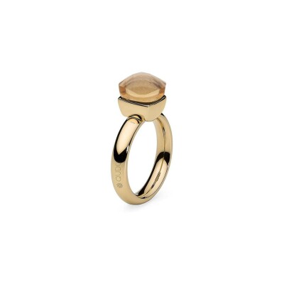 Bague QUDO Firenze en métal doré et pierre de couleur champagne, taille 54