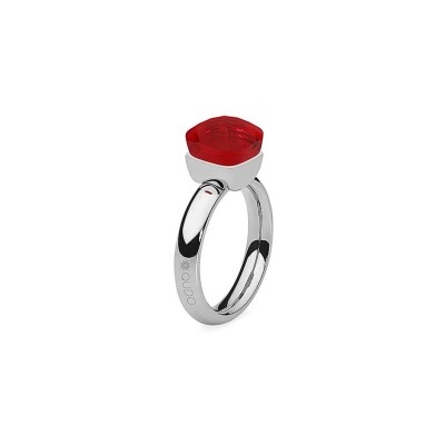 Bague QUDO Firenze en acier et pierre de couleur red, taille 56