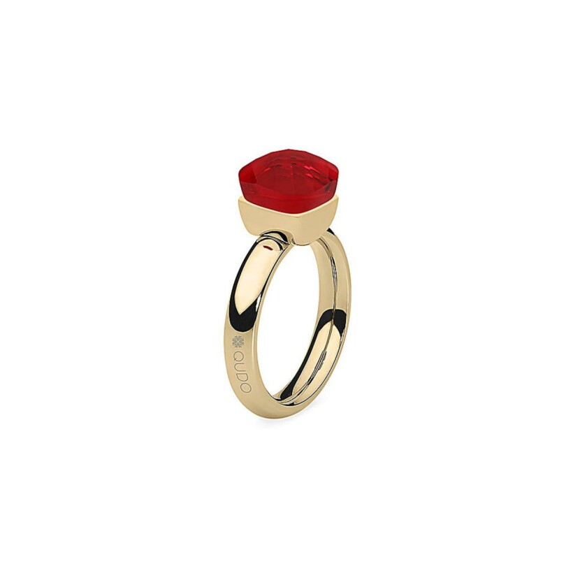 Bague QUDO Firenze en métal doré et pierre de couleur red, taille 54