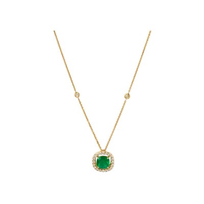 Collier 'Héritage' avec émeraude coussin 0,55 ct et 0,15 ct de diamants GSI