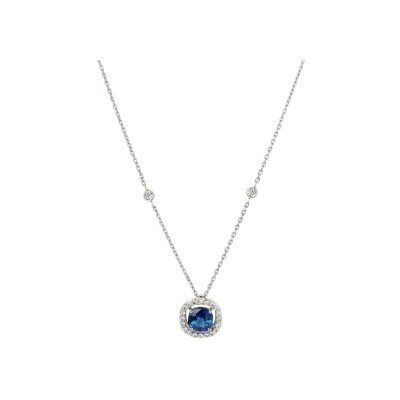 Collier 'Héritage' avec saphir coussin bleu 0,93 ct et 0,15 ct de diamants GSI