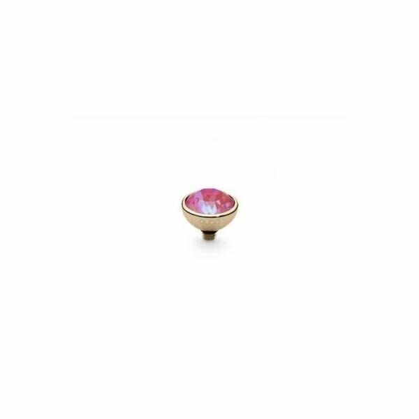 Top QUDO Bottone en métal doré et pierre de couleur lotus pink delite