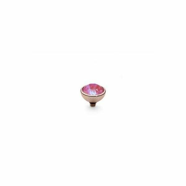 Top QUDO Bottone en métal doré rose et pierre de couleur lotus pink delite