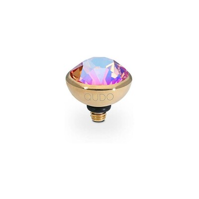 Top QUDO Bottone en métal doré et pierre de couleur light rose shimmer