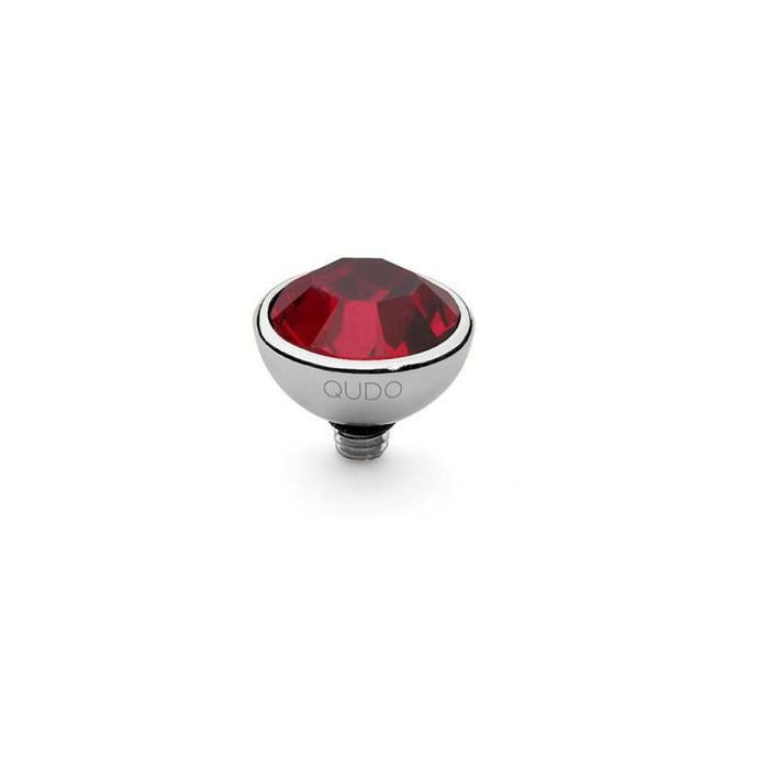 Top QUDO Bottone en acier et pierre de couleur ruby