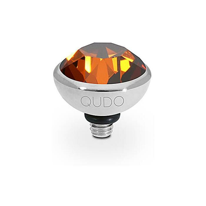 Top QUDO Bottone en acier et pierre de couleur smoked amber