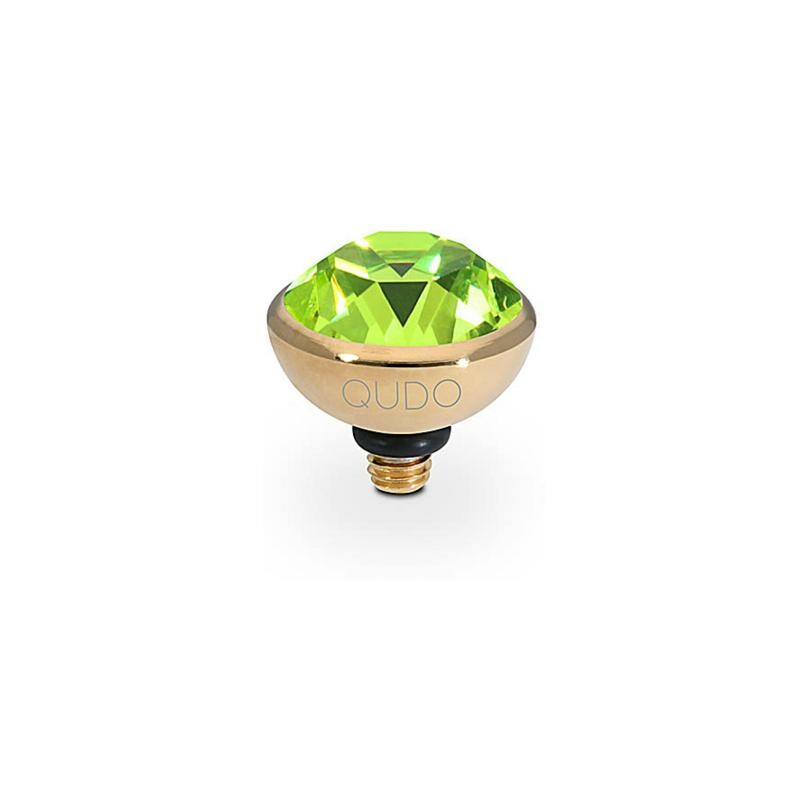 Top QUDO Bottone en métal doré et pierre de couleur citrus green