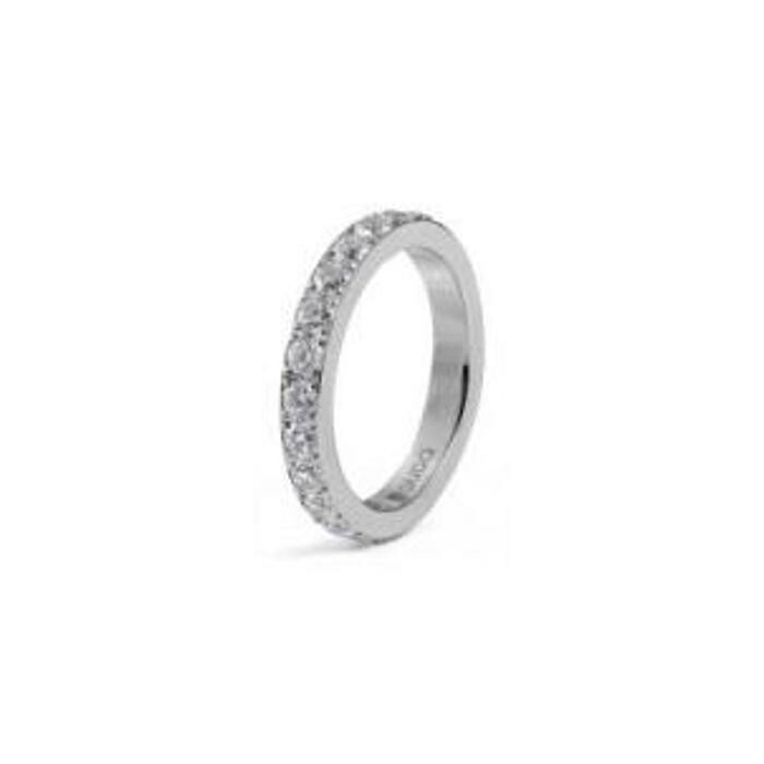 Bague QUDO Eternity en acier et pierre de couleur crystal, taille 56