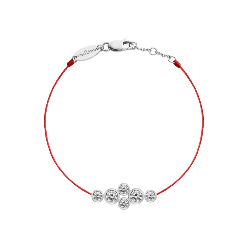 Bracelet RedLine The Full fil rouge avec 6 diamants 0.40ct en serti clos, or blanc