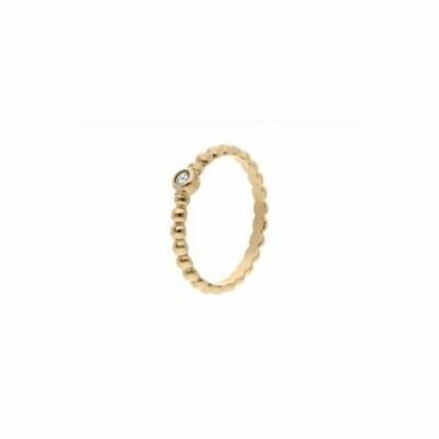 Bague QUDO Basics en métal doré et pierre de couleur crystal, taille 52