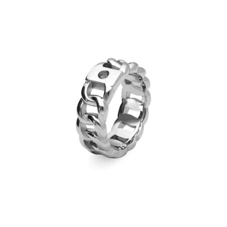 Bague QUDO Liberi en acier et pierre de couleur silver, taille 50