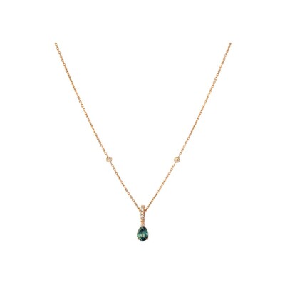 Collier avec saphir vert poire 1,04 ct et 0,10 ct de diamants