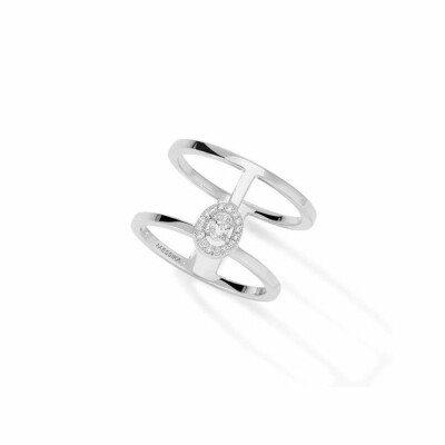 Messika Glam’Azone double row ring, white gold, diamonds