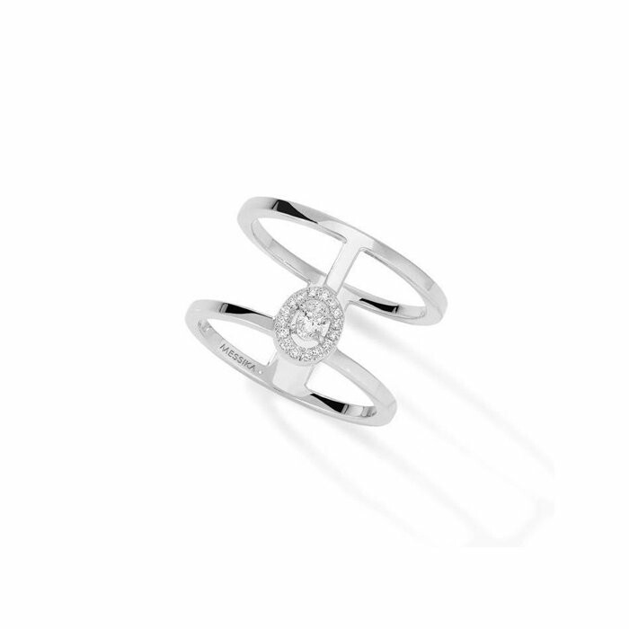 Messika Glam’Azone double row ring, white gold, diamonds