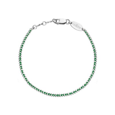 Bracelet RedLine Aurore homme fil émeraude et chaîne entrelacés en or blanc
