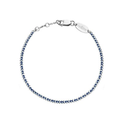 Bracelet RedLine Aurore homme fil bleu nuit et chaîne entrelacés en or blanc