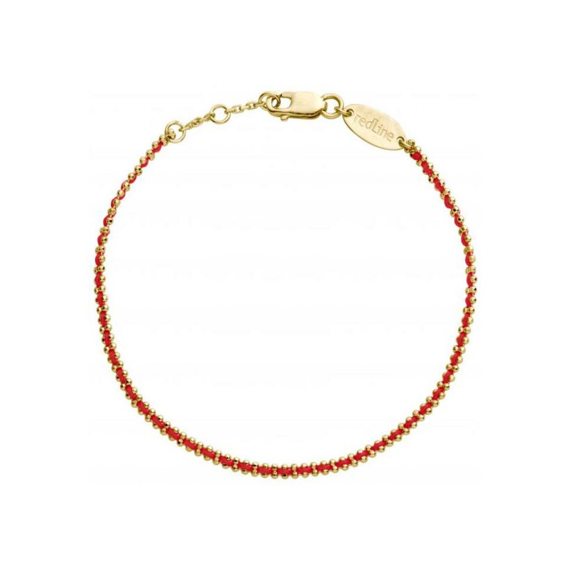 Bracelet RedLine Aurore fil rouge et chaîne entrelacés en or jaune