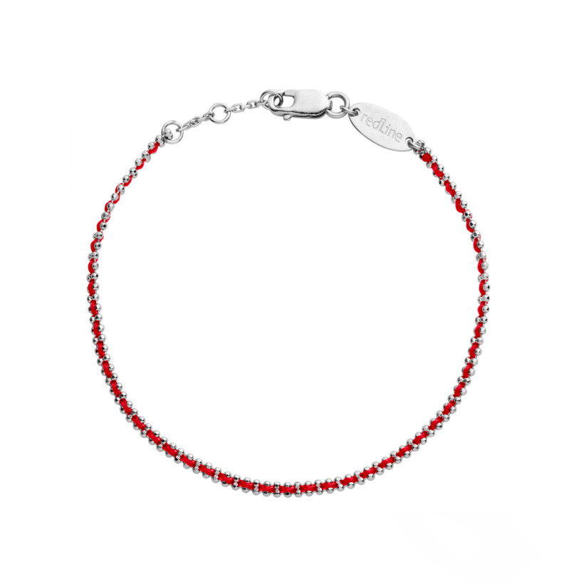 Bracelet RedLine Aurore homme fil rouge et chaîne entrelacés en or blanc