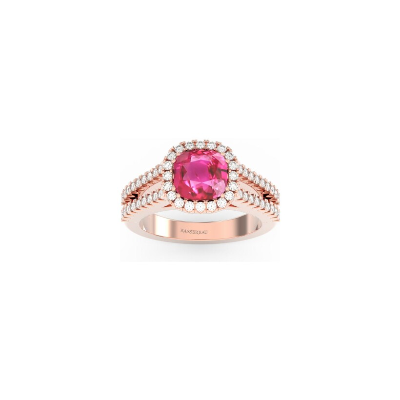 Bague 1897 en or rose, saphir rose et diamants