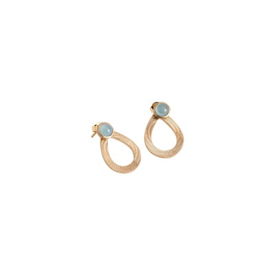 Boucles d'oreilles en plaqué or et agate bleue