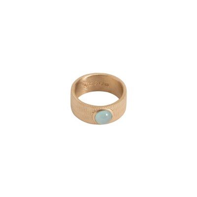 Bague en plaqué or et agate bleue