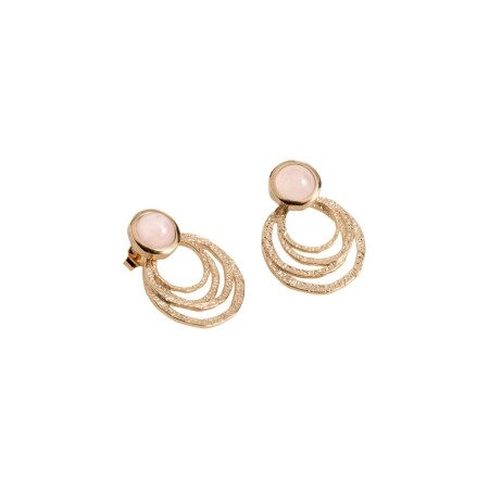 Boucles d'oreilles Ana & Cha Rosa en plaqué or jaune et quartz rose