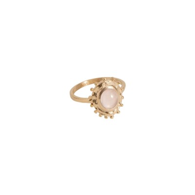 Bague en plaqué or et quartz rose