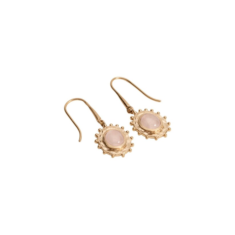 Boucles d'oreilles Ana & Cha Odile en plaqué or jaune et quartz rose