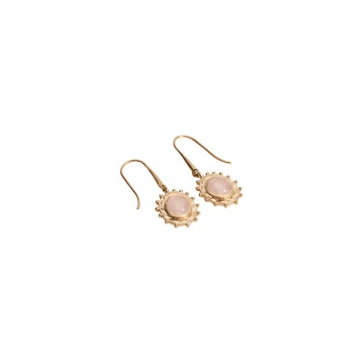Boucles d'oreilles en plaqué or et quartz rose