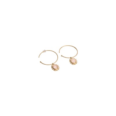 Créole en plaqué or et quartz rose