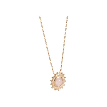 Collier Ana & Cha Odile en plaqué or jaune et quartz rose