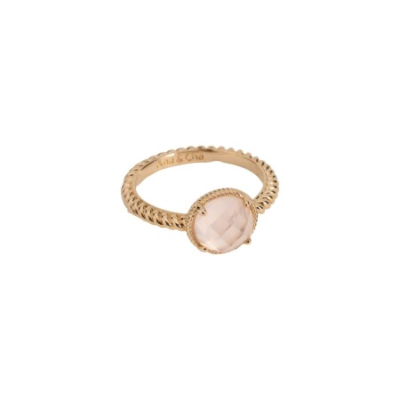 Bague Ana & Cha Lisette en plaqué or jaune et quartz rose