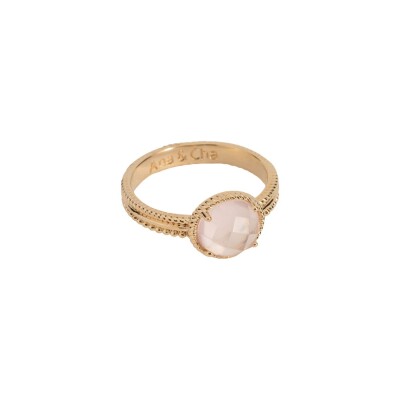 Bague Ana & Cha Héloïse en plaqué or jaune et quartz rose