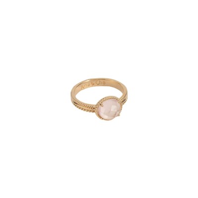 Bague en plaqué or et quartz rose