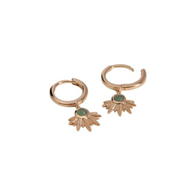 Boucles d'oreilles mini créoles Ana & Cha Gina en plaqué or jaune et aventurine 