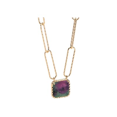 Collier en plaqué or et rubis zoisite