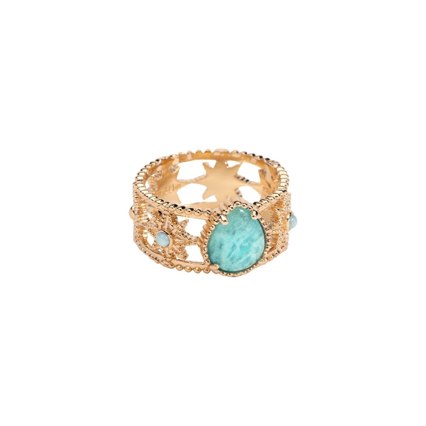 Bague Ana & Cha Stella en plaqué or jaune et amazonite