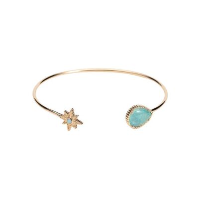 Bracelet jonc en plaqué or et amazonite