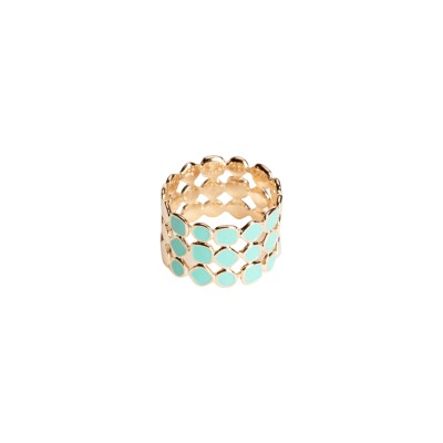 Bague Ana & Cha Alba en plaqué or et émail turquoise